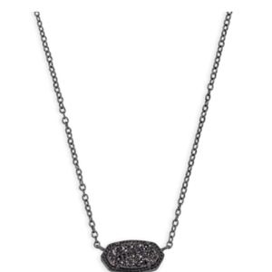 Kendra Scott Elisa Gunmetal Pendant in Black Drusy